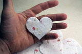 Large Pink Heart Shape Seed Embedded Larkspur Handmade Paper Tags #24s