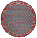 India Arts Vintage Appeal Round Cotton Tablecloth 88" Blue and Red