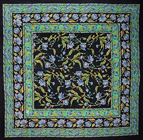 India Arts French Floral Square Cotton Tablecloth 60