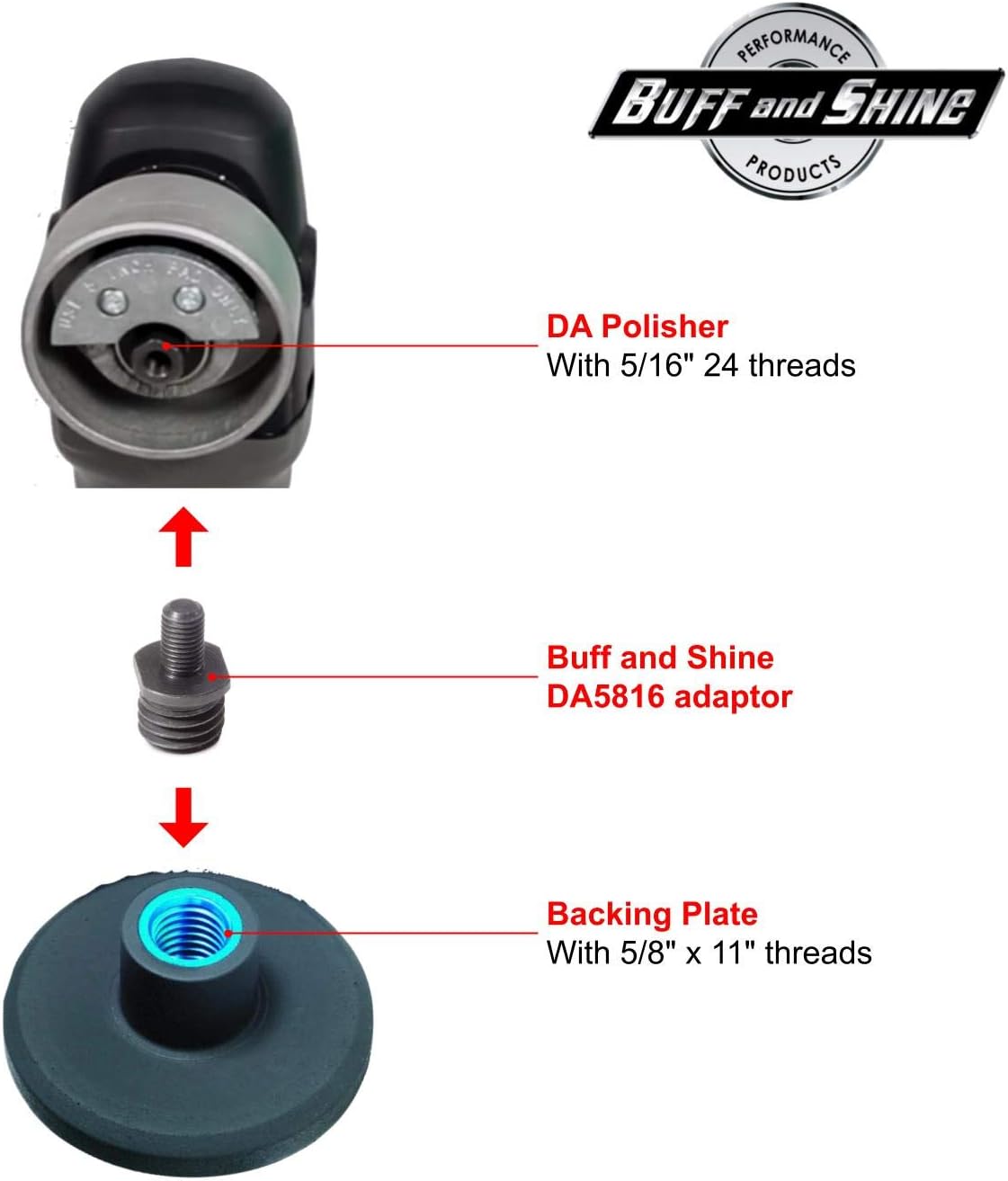 Dual-Action Polisher Adapter, 5/8-11 to 5/16-24