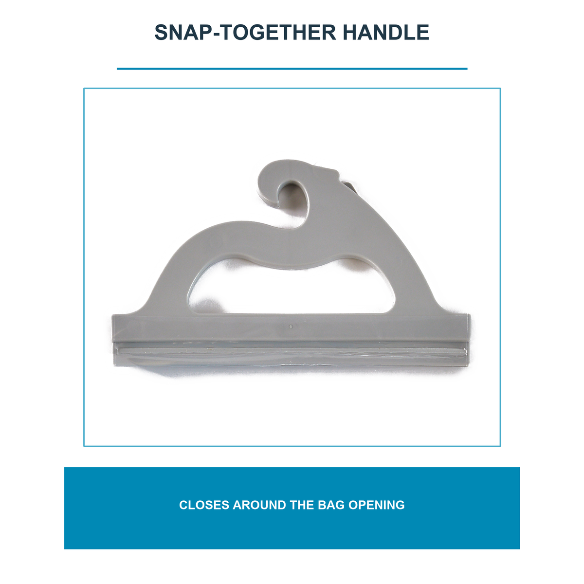 Snap-together handle closing around the bag opening