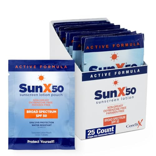 Coretex Sun X SPF 50 Broad Spectrum Sunscreen Packets, 25-Pack
