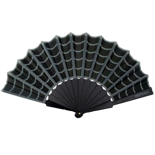 Kreepsville 666 Gothic Scallop Spiderweb Folding Hand Fan, Black