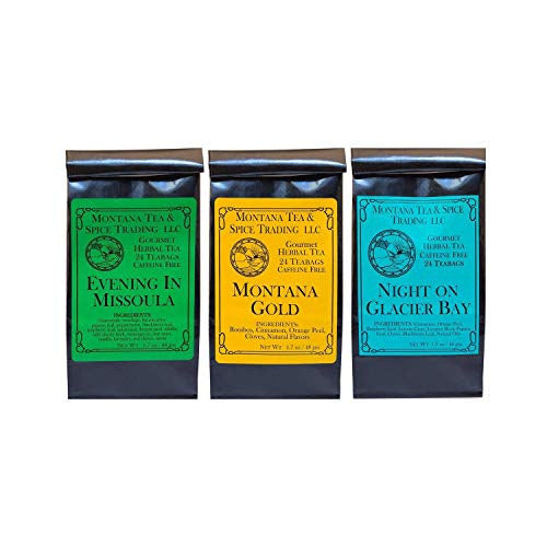 Montana Tea & Spice Trading Herbal Tea Combo Pack: Evening in Missoula, Montana Gold, Night on Glacier Bay