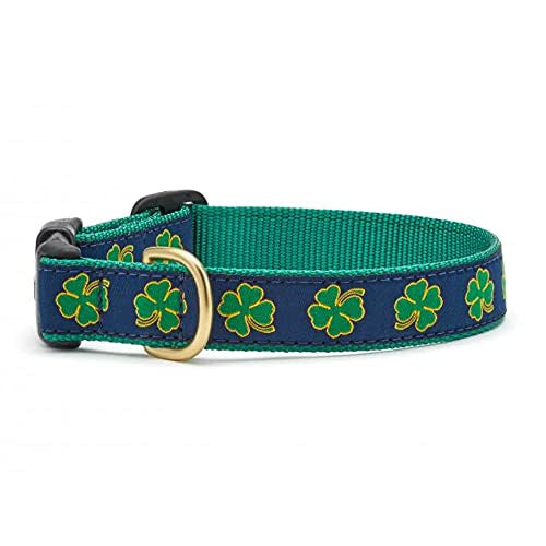 Up Country Navy Shamrock Pattern Dog Collar, Large, 1 in Wide