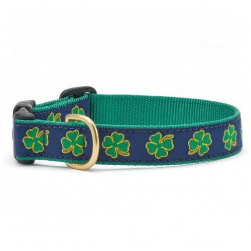 Up Country Navy Shamrock Pattern Dog Collar, Medium, 1 in Wide
