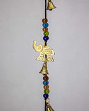 Beautiful Large Wind Chimes Outdoor Sound Rich Relaxing Tones - Brass Bells, Elephant Bells on a String with Colorful Beads - Music to Your Ears (56-inches Long, Polished Brass with Elephants)