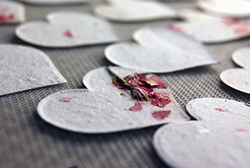 Heart Shape Seed Embedded Pink Petal Handmade Paper Tags (set of 50) #24s