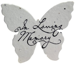OF THE EARTH Seed Paper Butterfly"in Loving Memory" Message for Celebrations of Life and Memorials, Set of 48