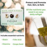 Wellgenix Purvana Hair, Skin, And Nails Vitamin Softgels For High Absorption - Double Strength 2500mcg Biotin, Vit A & B, Folic Acid, Grape Seed Extract - Herbal Supplement (30 Count)
