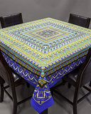 India Arts Geometric Pattern Square Cotton Tablecloth 70" x 70" Multi Color