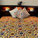 India Arts Bedspread Cotton Sunflower Print, Yellow, Approx 106" x 106"