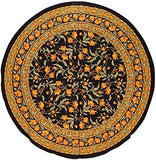 India Arts French Floral Round Cotton Tablecloth 70" Amber on Black