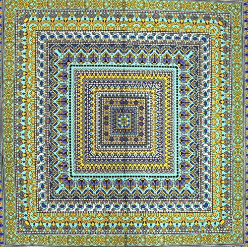 India Arts Geometric Pattern Square Cotton Tablecloth 70